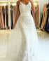 Sexy Mermaid Lace Wedding Dresses with Detachable Train Bridal Gown with Spaghetti